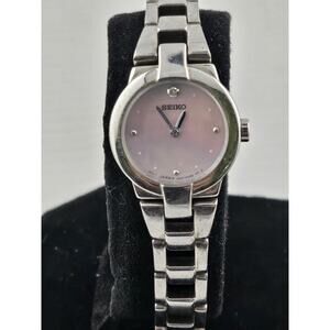 Rare Lady's Seiko Rose 1N00-0GN0 Diamond Dial Quartz Watch New Battery Runs Mint